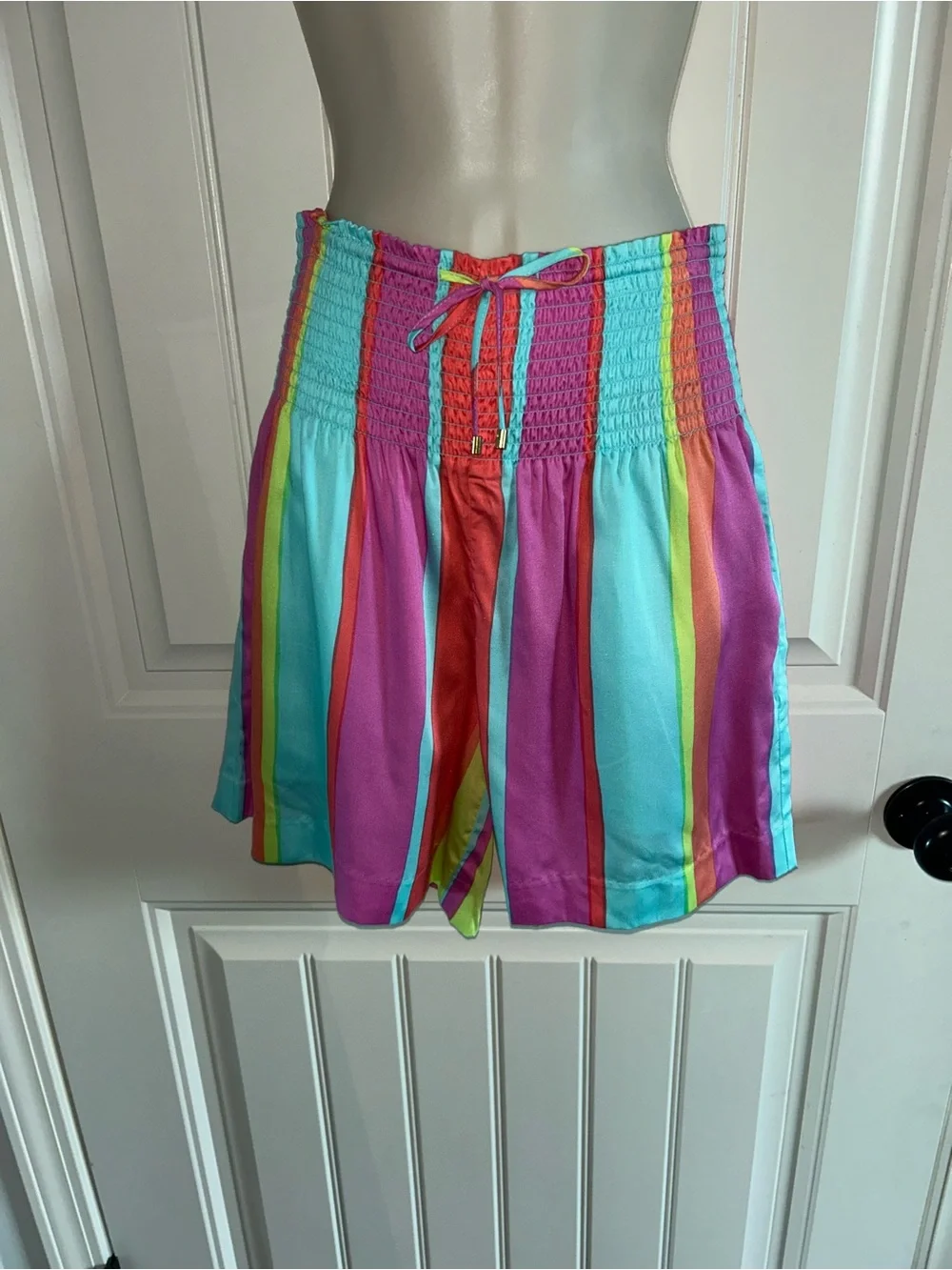 NWT Trina Turk Multi-Color Striped Smocked Shorts Sz 6